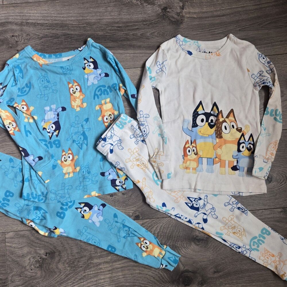 Bluey Toddler 5T Pajamas Set 4pc Snug Fit Cotton Top Pants Bingo Bandit Chilli
